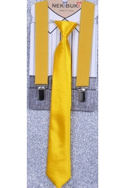NEKİBUKİ Erkek Çocuk Kravat Pantolon Askı Seti