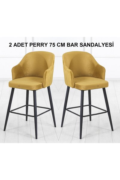 Pİ MOBİLYA 2 Adet Perry 75 Cm Oturum Yüksekliği Ada Mutfak Ve Bar Sandalyesi ...