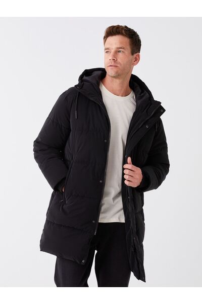 LC Waikiki Чоловіче надувне пальто з капюшоном, що зручно облягає фігуру