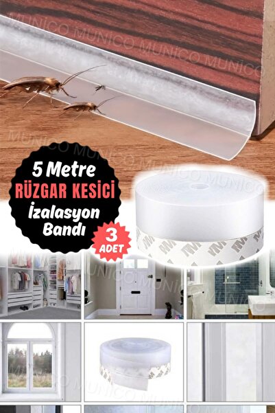 Genel Markalar 3 Adet 5 M Silikon Sızdırmazlık Şeridi Hava Sıyırma Kauçuk Kap...