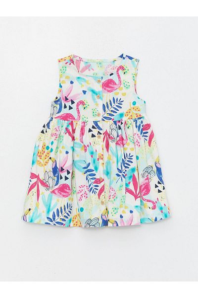 LC Waikiki LCW Baby - Patterned Poplin Baby Girl Dress, Crew Neck
