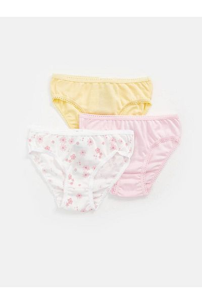 LC Waikiki LCW Baby سراويل داخلية مطبوعة بخصر مطاطي للفتيات الصغيرات 3 قطع