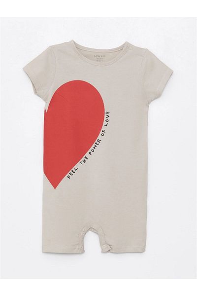 LC Waikiki LCW baby Crew Neck Short Sleeve Printed Cotton Baby Girl Jumpsuit