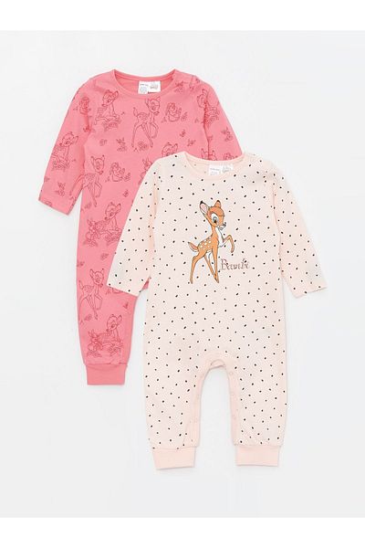 LC Waikiki Langärmliger bedruckter Baby-Jumpsuit mit Rundhalsausschnitt, 2-teilig