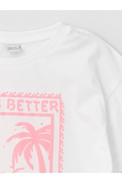 LC Waikiki Fată - Tricou cu mânecă scurtă imprimat cu decolteu