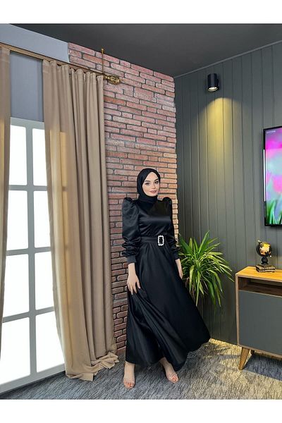 LEİLATELİER Mona Hijab Evening Dress Black
