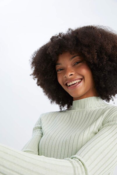 DeFacto Slim Fit Half Turtleneck Basic Ribbed Knitwear Sweater