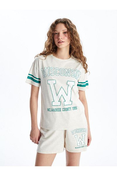 LC Waikiki Γυναικείο T-Shirt XSIDE - Crew λαιμόκοψη, στάμπα, κοντό μανίκι