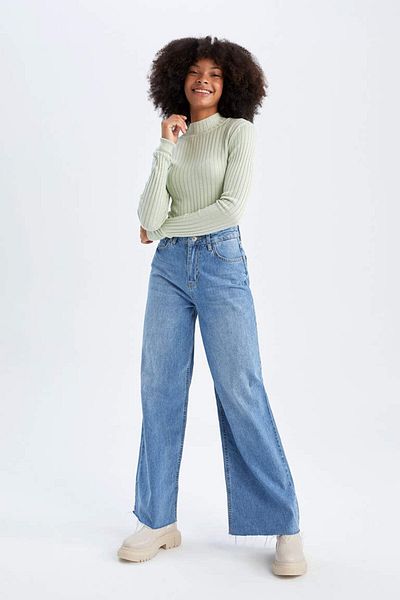 DeFacto Slim Fit Half Turtleneck Basic Ribbed Knitwear Sweater