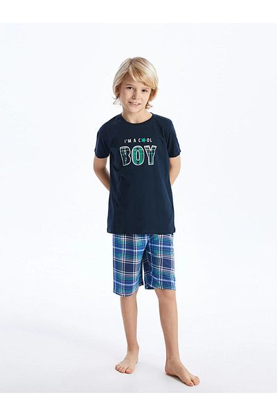 LC Waikiki LCW Kids Boy's Pajamas Set with Shorts - Crew Neck, Short Sleeve