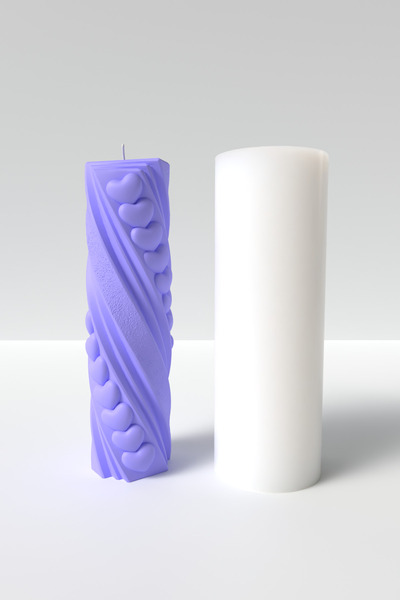 Cageartstudio Desenli Uzun Kalp Dalgaları Mum Silikon Kalıp - Kalp Döngüsü Mu...