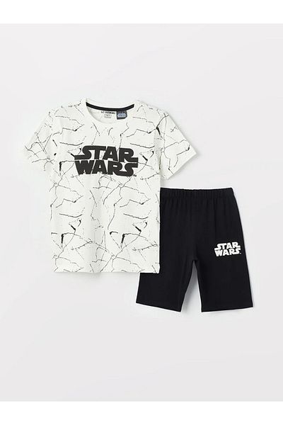 LC Waikiki LCW Kids Boys Pajamas Set with Shorts - Crew Neck, Star Wars Print, Short Sleeve