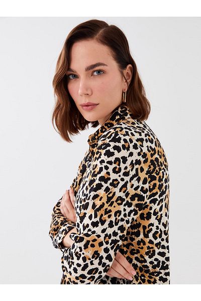 LC Waikiki Shirt Collar Patterned Long Sleeve Women's Tunic