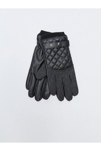 LC Waikiki LCW ACCESSORIES Leather Look Quilted Men's Gloves
