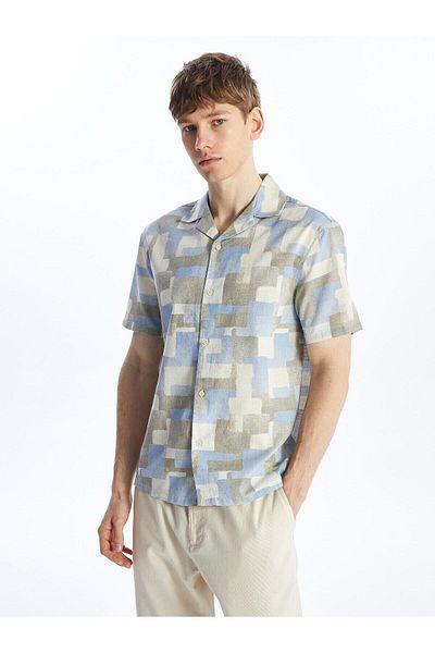 LC Waikiki LCW Casual Regular Fit Short Sleeve Patterned Poplin Men's Shirt