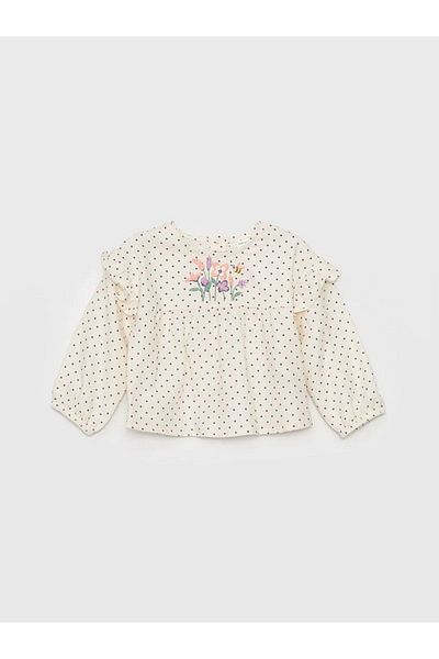 LC Waikiki LCW baby Crew Neck Long Sleeve Embroidered Baby Girl Blouse