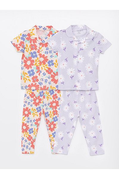 LC Waikiki LCW Baby Girl Polo Collar Short Sleeve Pajamas Set - Set of 2
