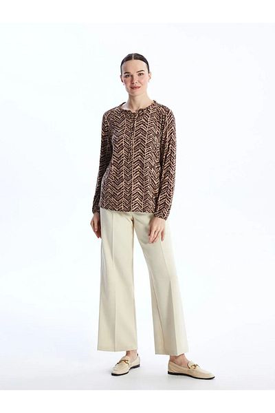 LC Waikiki LCW Grace - Γυναικεία μακρυμάνικη μπλούζα με στάμπα γιακά