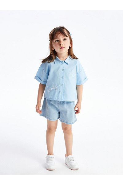 LC Waikiki Short Sleeve Embroidered Baby Girl Shirt