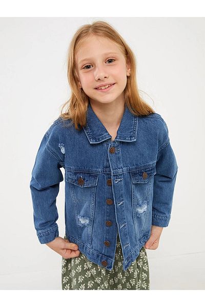 LC Waikiki Jachetă de jeans pentru fete LCW Kids cu detaliu rupt