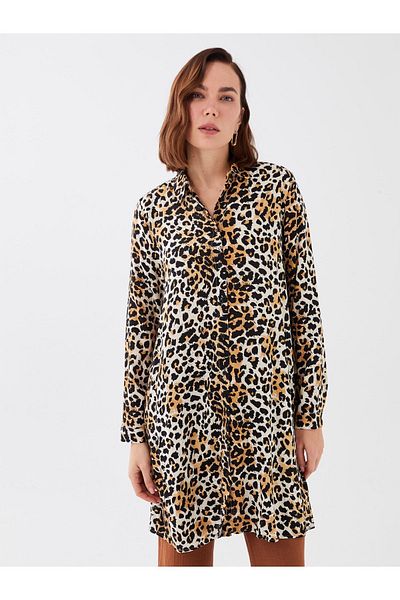 LC Waikiki Shirt Collar Patterned Long Sleeve Women's Tunic