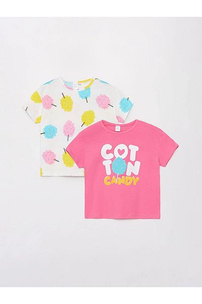 LC Waikiki LCW baby Crew Neck Printed Baby Girl T-Shirt Pack of 2