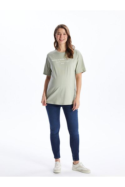 LC Waikiki Bedrucktes, kurzärmliges Oversize-Umstands-T-Shirt mit Rundhalsausschnitt