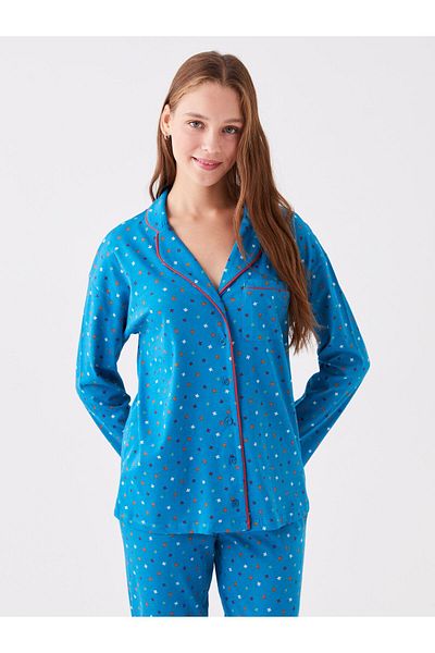 LC Waikiki Shirt Collar Patterned Long Sleeve Women's Pajama Set