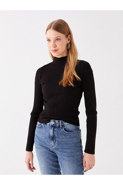 LC Waikiki Pulover de damă cu mânecă lungă pe jumătate cu gât rotic