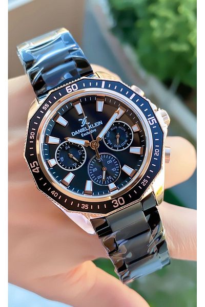 Daniel Klein Black Rose Men's Wristwatch and Bracelet Gift