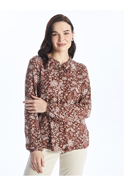 LC Waikiki Γυναικεία μπλούζα με μακρυμάνικο - δεμένο γιακά με σχέδιο