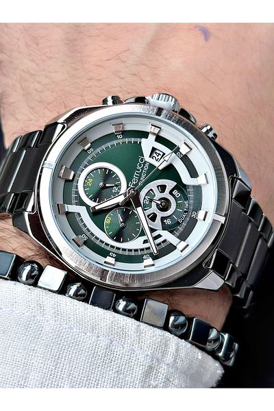 Ferrucci Men's Wristwatch and Bracelet - Smoke Color, Steel Cord, Active Functions Gift