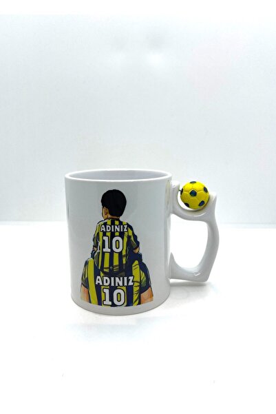 MRN Tasarım Sarı Lacivert Taraftar Kupa Bardak Futbol Top Saplı Sarı Lacivert Taraftar Kupa Bardak Özel