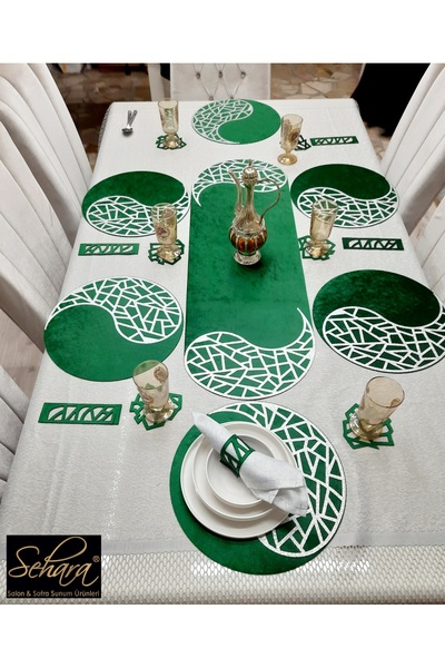 SEHARA Обробка з оксамитової шкіри - 1 бігунок (100x33 см)/6 сервіз (34 см)/6...