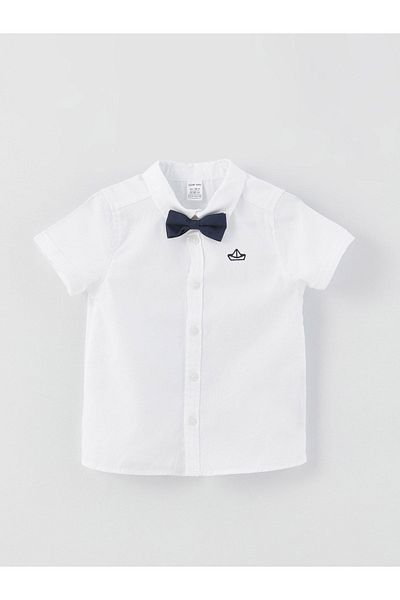 LC Waikiki Short Sleeve Embroidery Detailed Baby Boy Shirt and Bow Tie, Pack of 2