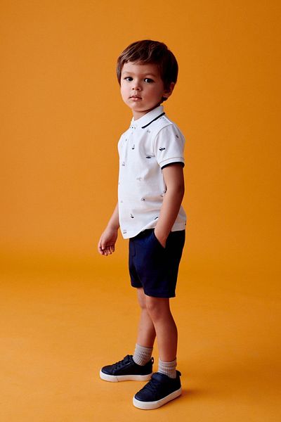 Next Baby 100% Cotton White Polo Neck Thsirt Shorts Bottom Top Set