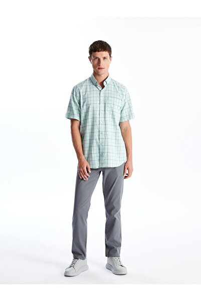 LC Waikiki LCWAIKIKI - Men's Poplin Shirt, Short Sleeve, Plaid Print, Regular Fit