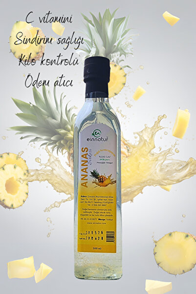EinNatur Doğal Fermente Ananas sirkesi, 250 ml, %100 Saf, Katkısız