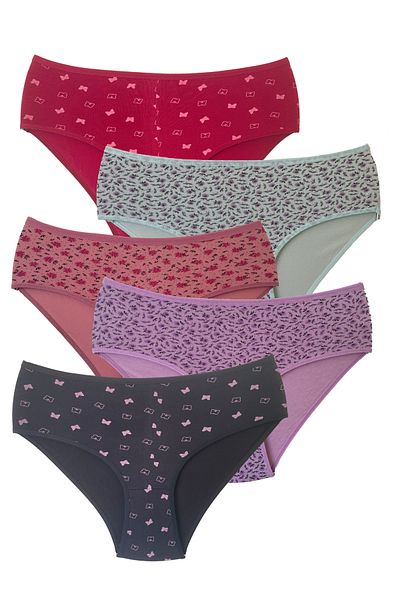 FOURAA High Waist Women's Cotton Daily Panties - Pack of 5 Soft Extra Cotton and Soft