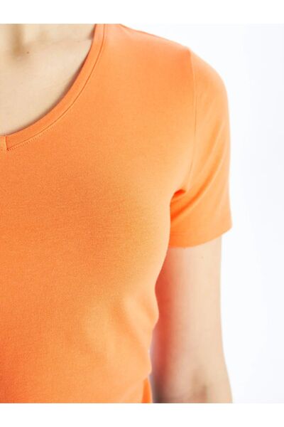 LC Waikiki LCWAIKIKI Classic V-Neck Solid Short Sleeve Women's T-Shirt