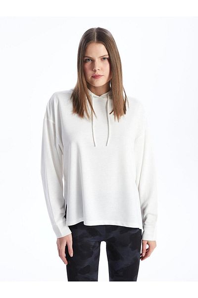 LC Waikiki Дамски суичър с дълъг ръкав LCW Active Ecru Plain