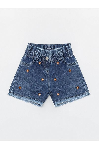 LC Waikiki LCW Baby - Basic Jean Shorts for Baby Girl, Elastic Waist