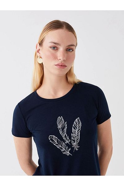 LC Waikiki Classic Crew Neck Printed Short Sleeve Women's T-Shirt