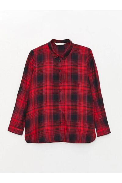 LC Waikiki LCW Grace Shirt Collar Plaid Long Sleeve Women's Tunic