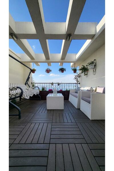 Gerçektrend Parke Desenli Dış Mekan Sert Plastik Yer Karosu Zemin Döşemesi Ka...