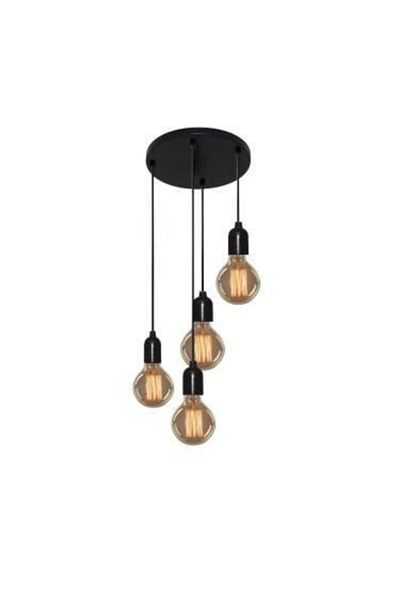 BSA LIGHTING ثريا معلقة باللون الأسود مكونة من 4 قطع من Belur - اللمبة غير متضمنة