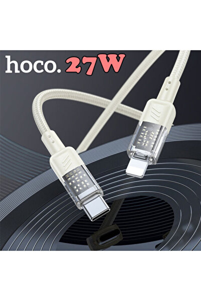 Hoco U129 Transparan Type-C to Lightning Data ve Şarj Kablosu 1m GRİ