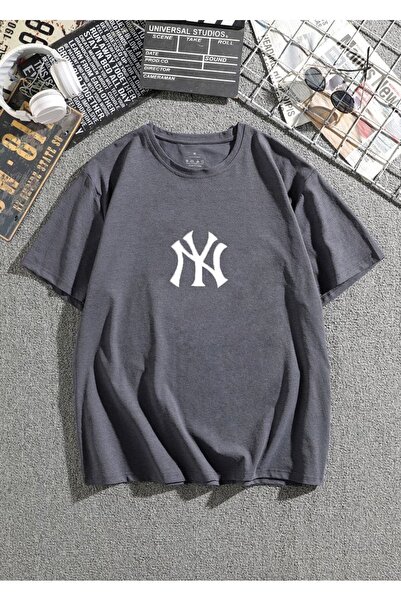 GRİLAND Anthrazitfarbenes Unisex Hoodie Ny Bedrucktes Oversize-T-Shirt