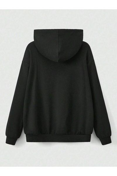 Touz Moda Black Unisex Gothic Heart Oversize Hooded Cardigan