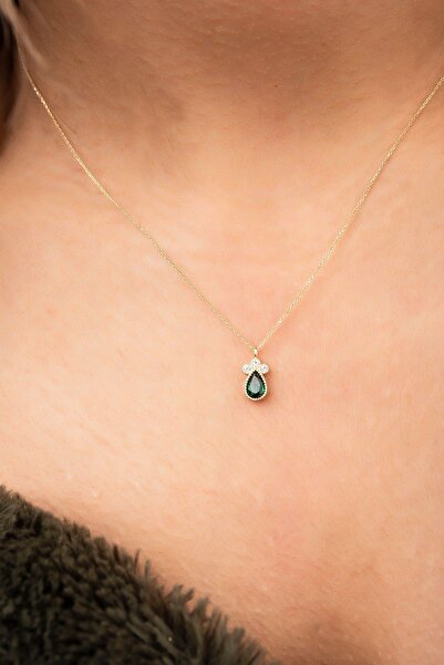 Altınaşkı Yeşil Taşlı Hayalet Altın Kolye